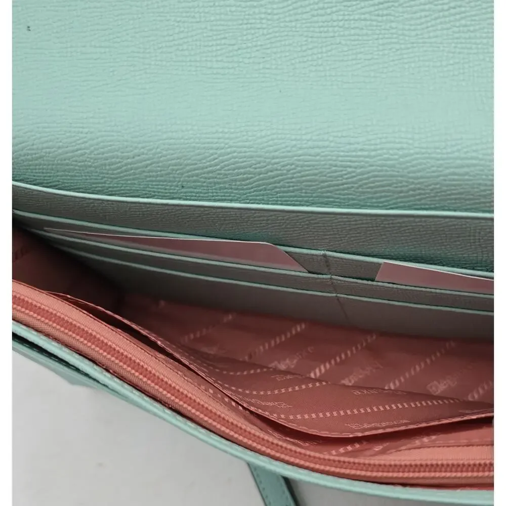 Elegance Paris Genuine Lt Turquoise Crossbody Bag Purse Converts to Clutch NEW